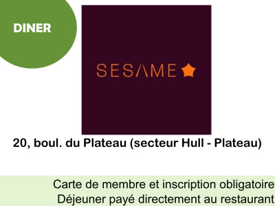 Dîner - Vendredi,  2 mai 2025 - Restaurant Sésame bistro asiatique - 20, boul. du Plateau (secteur Hull - Plateau) J9A 3K7