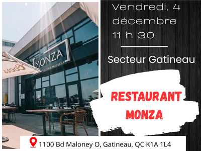 D&Icirc;NER - Vendredi&comma; 4 d&eacute;cembre 2026 - Monza &lpar;Les Promenades Gatineau&rpar;